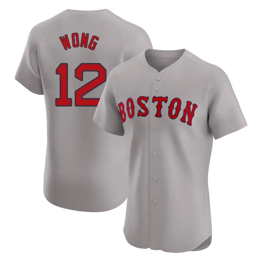 TRASK B.Red Sox #12 Connor Wong Player Gray Road Limited Elite Home Game Stitched Jerseys