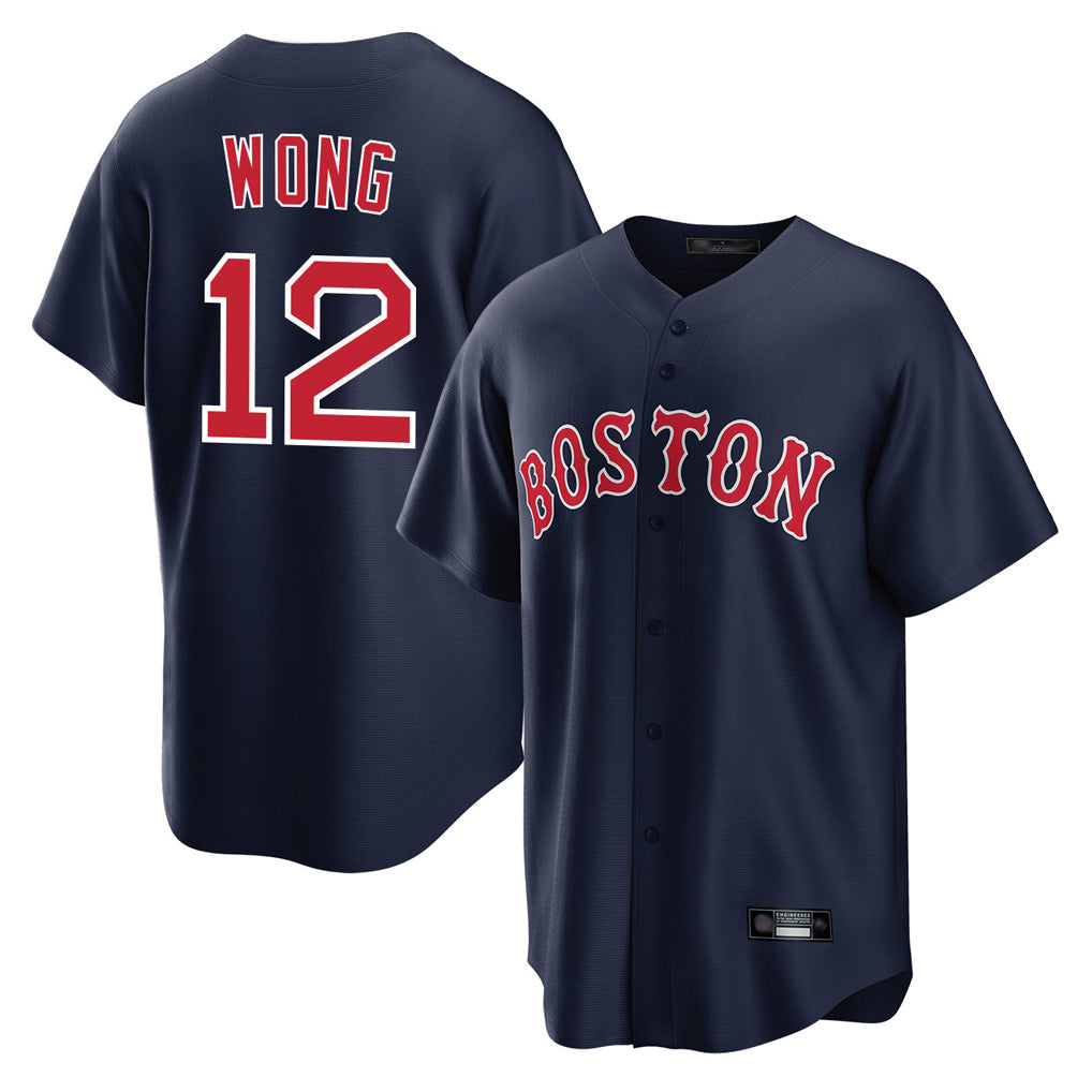 TRASK B.Red Sox #12 Connor Wong Player Navy Home Game Stitched Jerseys