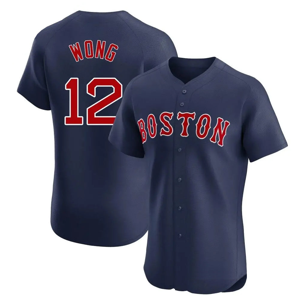 TRASK B.Red Sox #12 Connor Wong Player Navy Limited Elite Home Game Stitched Jerseys