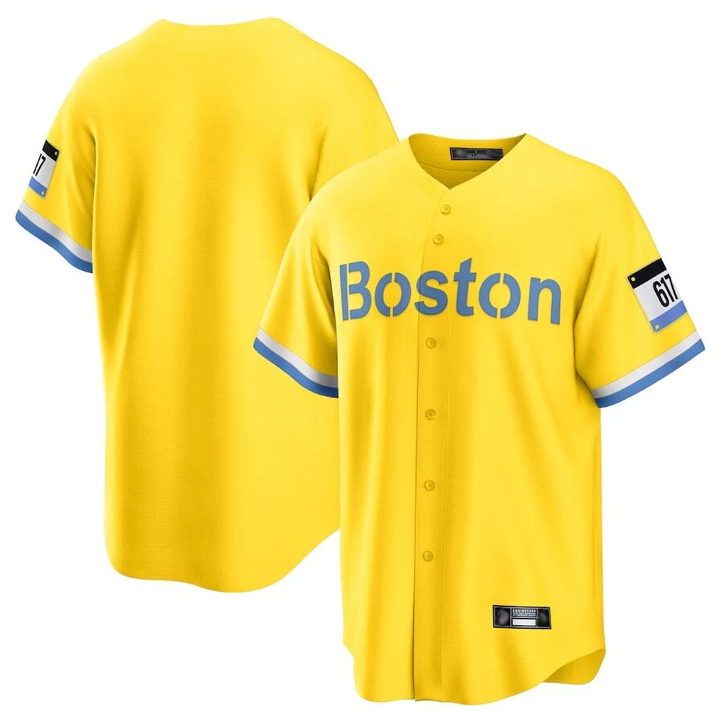 TRASK B.Red Sox Blank Player Yellow Home Game Stitched Jerseys