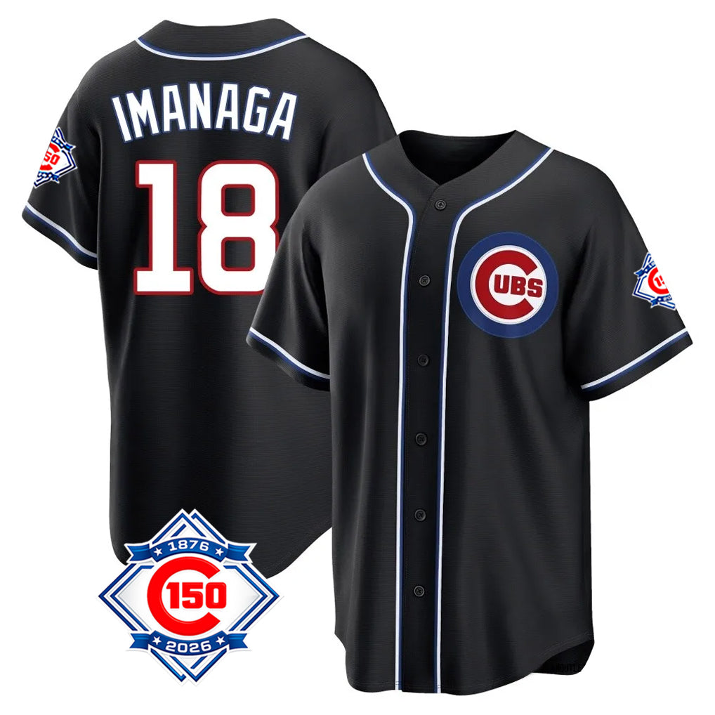 TRASK C.Cubs #18 Shota Imanaga Player Black Fashion Out 150th Anniversary Game Stitched Jerseys