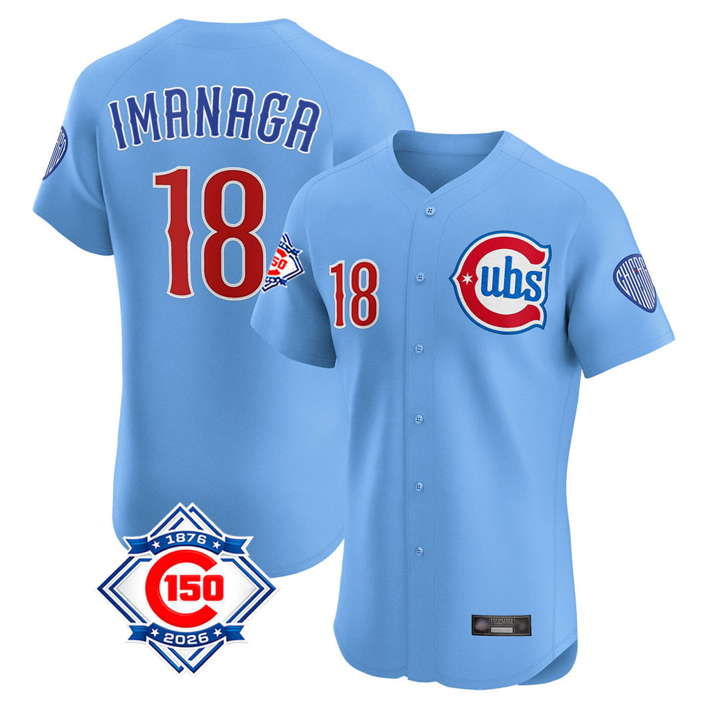 TRASK C.Cubs #18 Shota Imanaga Player Light Blue 150th Anniversary Limited Elite Home Stitched Jerseys