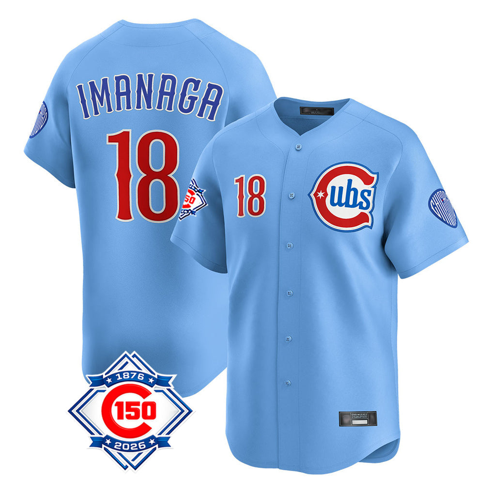 TRASK C.Cubs #18 Shota Imanaga Player Light Blue 150th Anniversary Limited Home Stitched Jerseys