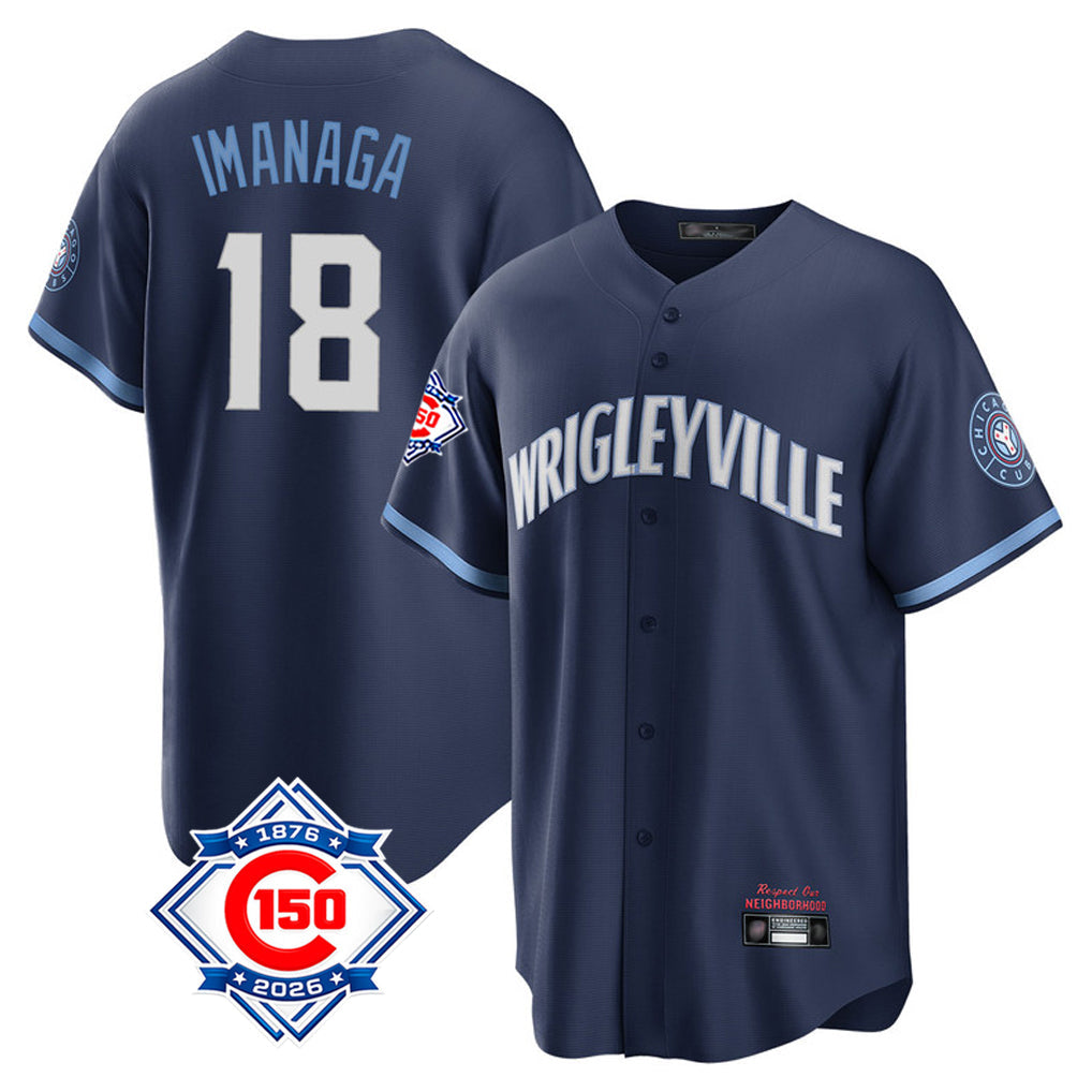 TRASK C.Cubs #18 Shota Imanaga Player Navy 150th Anniversary City Connect Home Game Stitched Jerseys