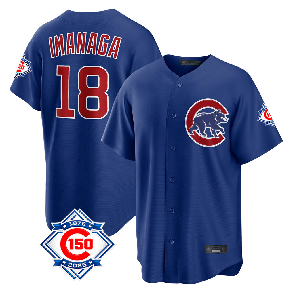 TRASK C.Cubs #18 Shota Imanaga Player Royal 150th Anniversary Home Game Stitched Jerseys