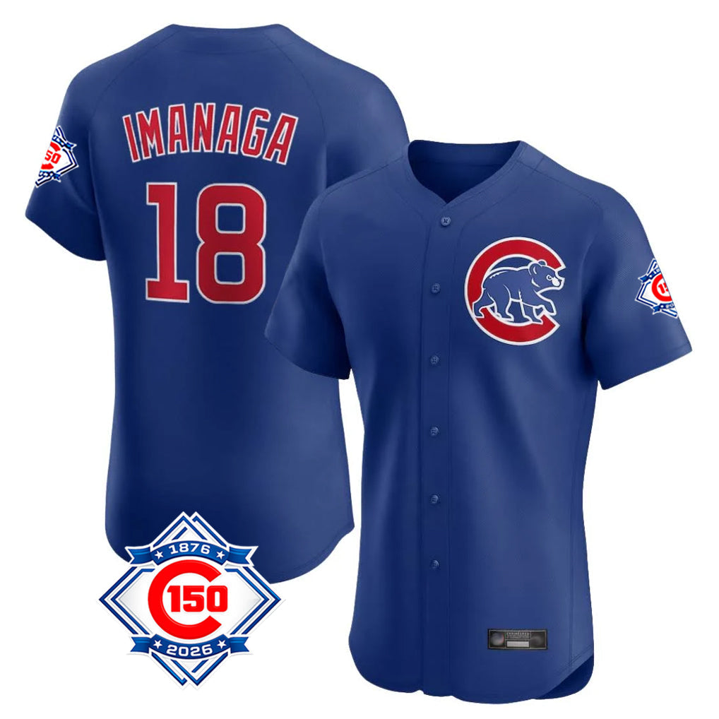 TRASK C.Cubs #18 Shota Imanaga Player Royal 150th Anniversary Limited Elite Home Stitched Jerseys