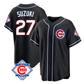 TRASK C.Cubs #27 Seiya Suzuki Player Black Fashion Out 150th Anniversary Game Stitched Jerseys