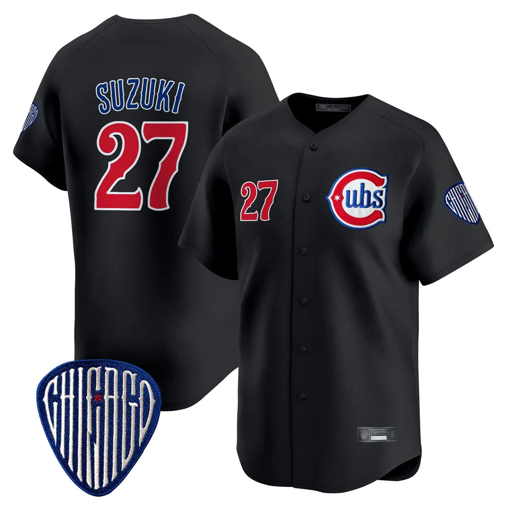 TRASK C.Cubs #27 Seiya Suzuki Player Black Vapor Premier Limited Home Stitched Jerseys