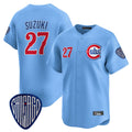 TRASK C.Cubs #27 Seiya Suzuki Player Blue Vapor Premier Limited Home Stitched Jerseys