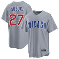 TRASK C.Cubs #27 Seiya Suzuki Player Gray Home Game Stitched Jerseys