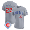 TRASK C.Cubs #27 Seiya Suzuki Player Gray Road 150th Anniversary Limited Elite Home Stitched Jerseys