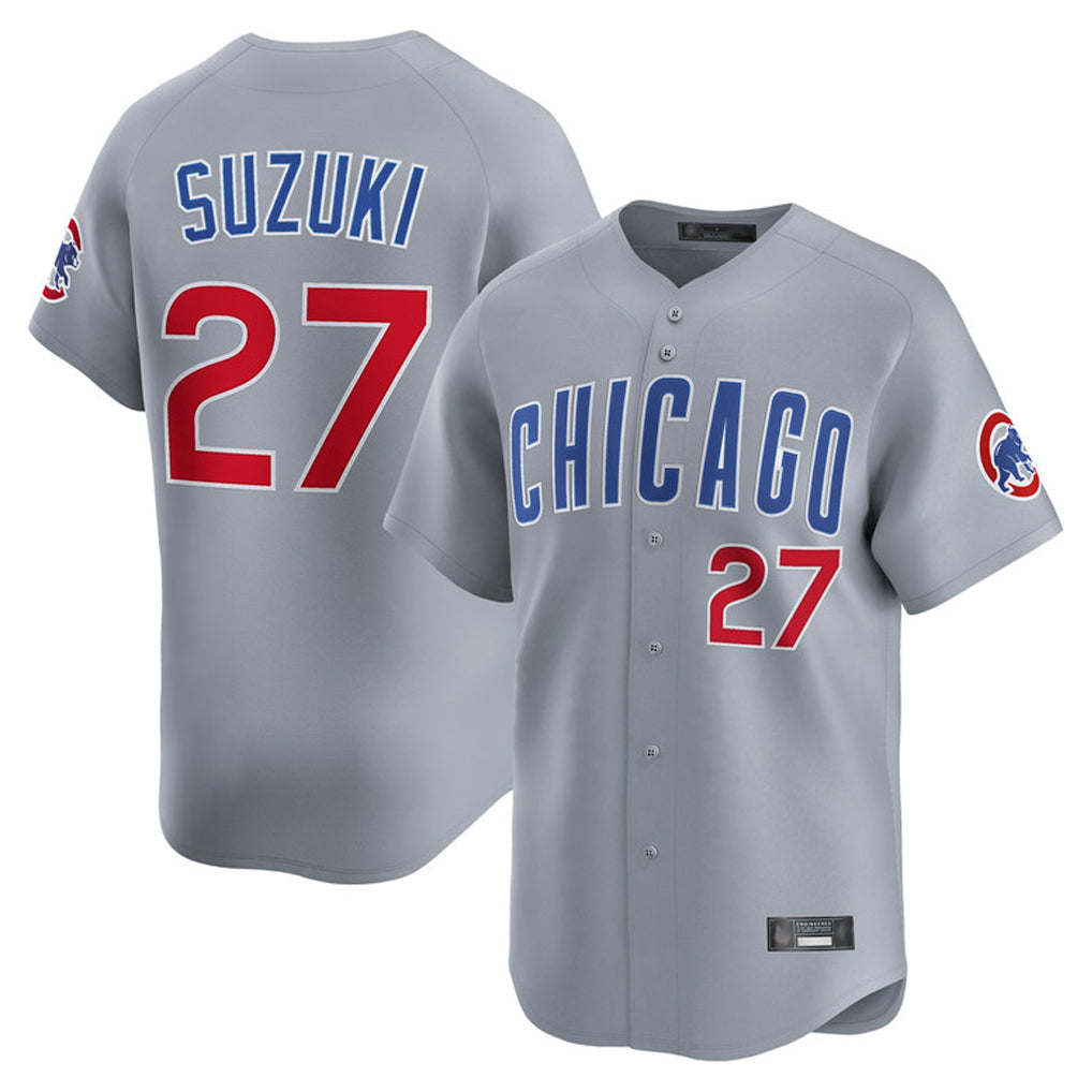 TRASK C.Cubs #27 Seiya Suzuki Player Gray Road Limited Home Stitched Jerseys