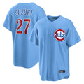 TRASK C.Cubs #27 Seiya Suzuki Player Light Blue Home Game Stitched Jerseys