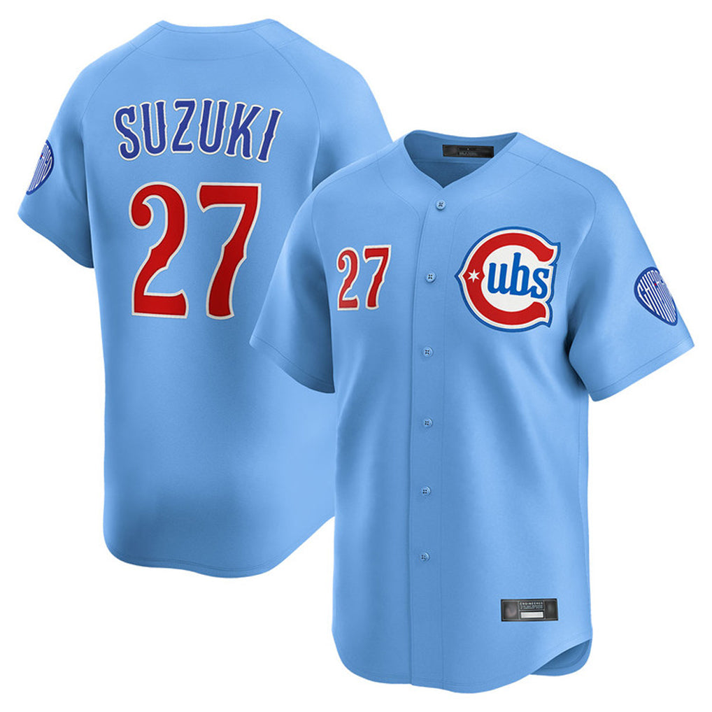 TRASK C.Cubs #27 Seiya Suzuki Player Light Blue Limited Home Stitched Jerseys