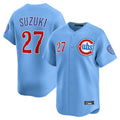 TRASK C.Cubs #27 Seiya Suzuki Player Light Blue Limited Home Stitched Jerseys