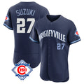 TRASK C.Cubs #27 Seiya Suzuki Player Navy City Connect 150th Anniversary Limited Elite Home Stitched Jerseys