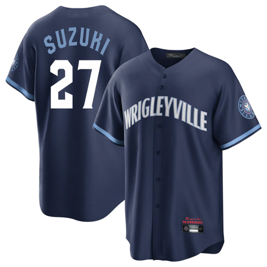 TRASK C.Cubs #27 Seiya Suzuki Player Navy City Connect Home Game Stitched Jerseys