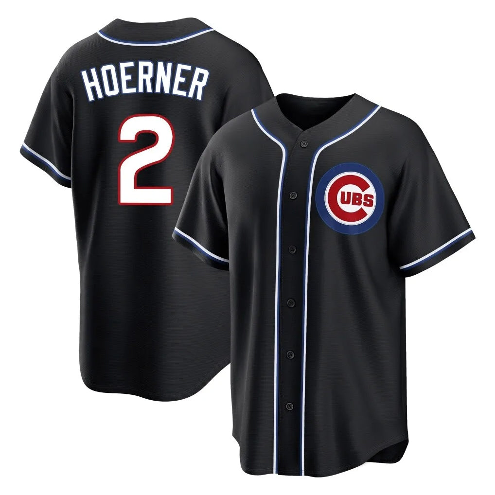 TRASK C.Cubs #2 Nico Hoerner Player Black Fashion Out Game Stitched Jerseys