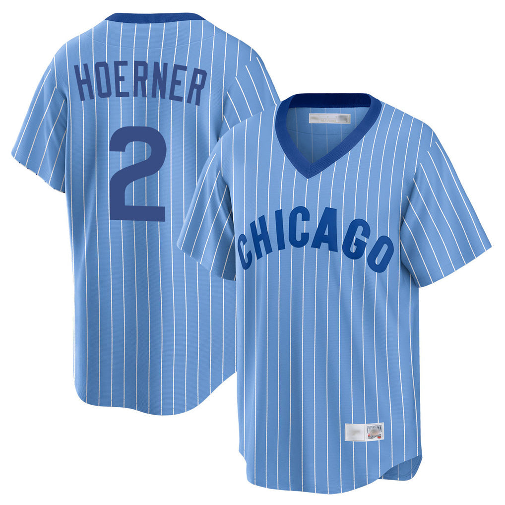 TRASK C.Cubs #2 Nico Hoerner Player Blue T-shirt Cooperstown Collection Limited Stitched Jerseys