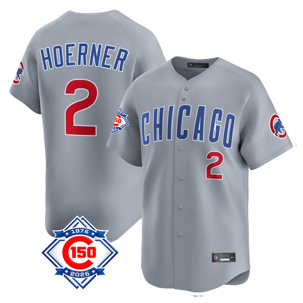 TRASK C.Cubs #2 Nico Hoerner Player Gray Road 150th Anniversary Limited Home Stitched Jerseys