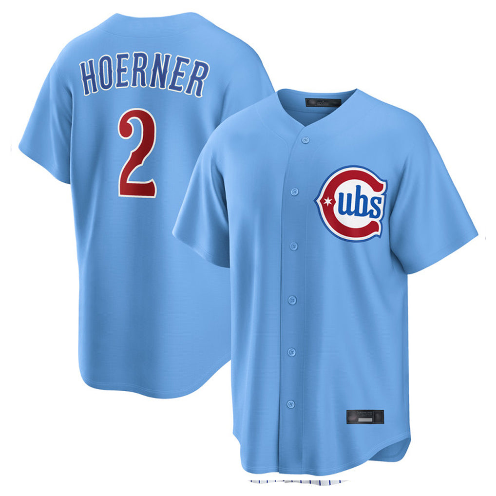 TRASK C.Cubs #2 Nico Hoerner Player Light Blue Home Game Stitched Jerseys