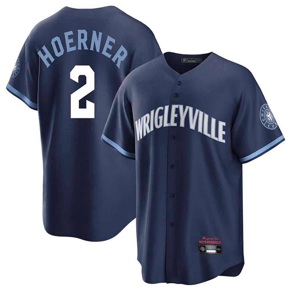 TRASK C.Cubs #2 Nico Hoerner Player Navy City Connect Home Game Stitched Jerseys