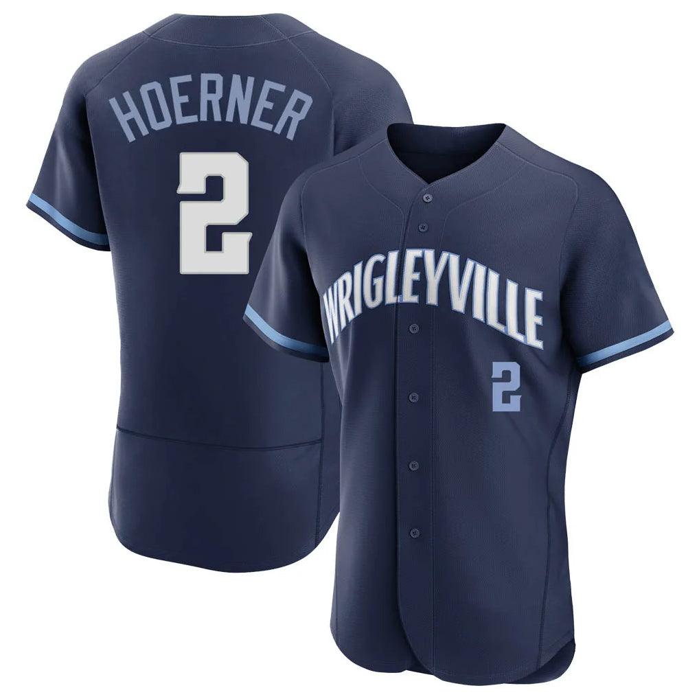 TRASK C.Cubs #2 Nico Hoerner Player Navy City Connect Limited Elite Home Stitched Jerseys