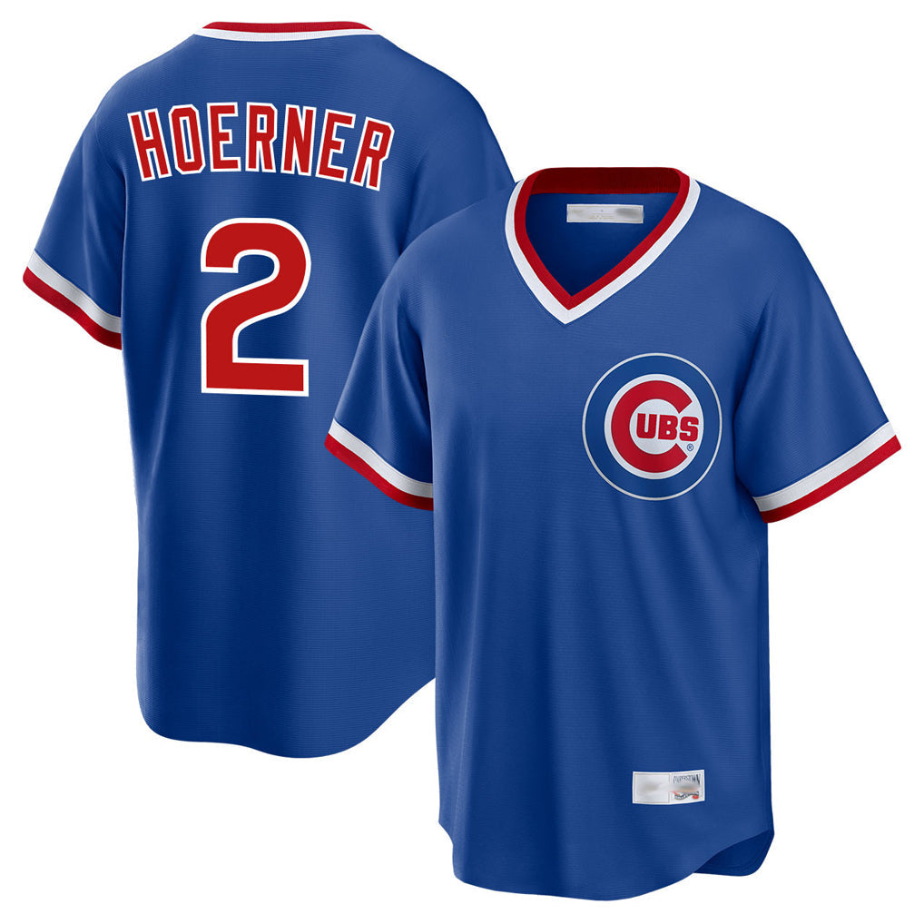 TRASK C.Cubs #2 Nico Hoerner Player Royal T-shirt Cooperstown Collection Limited Stitched Jerseys