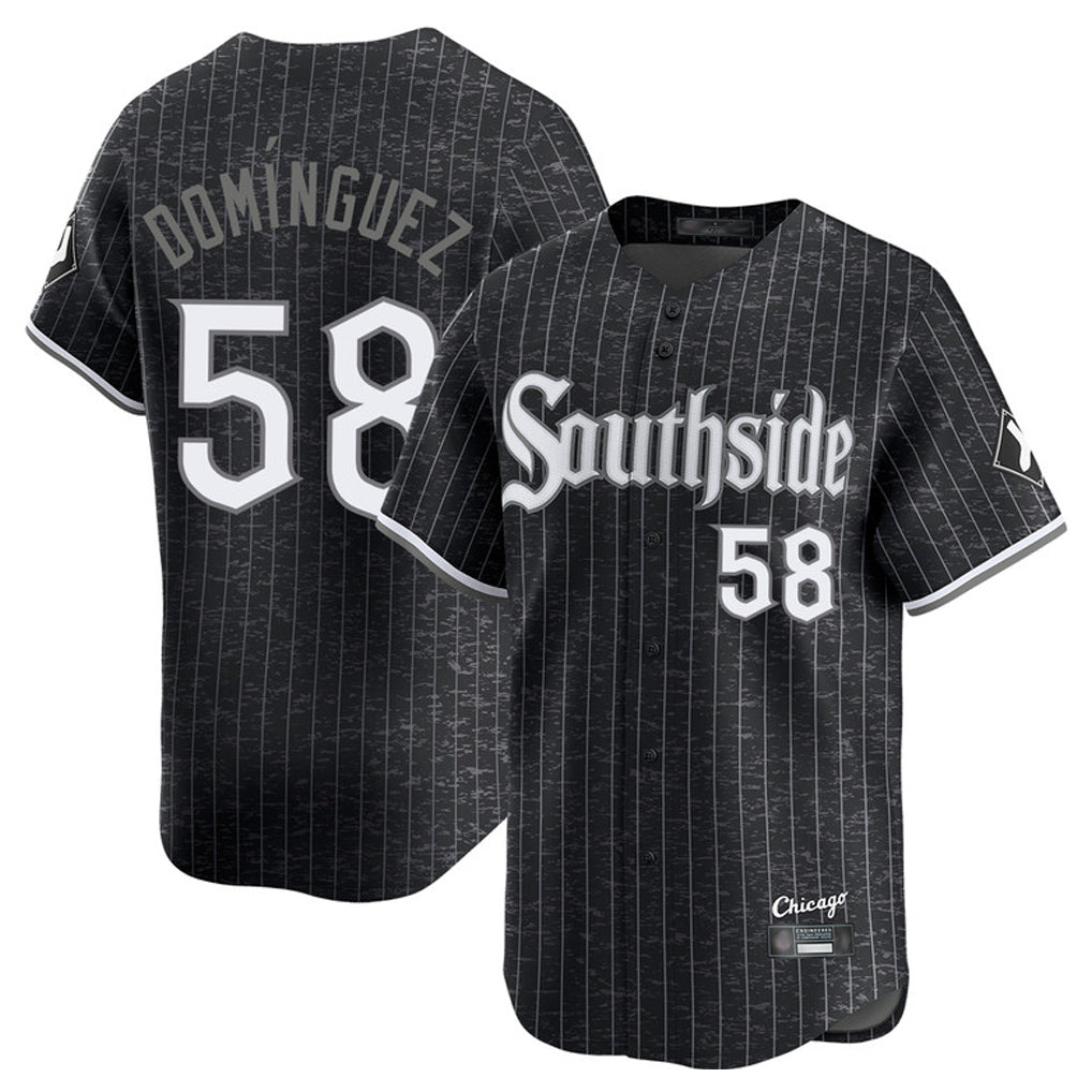 TRASK C.White Sox #58 Seranthony Dom¨ªnguez Player Black City Connect Limited Home Stitched Jerseys