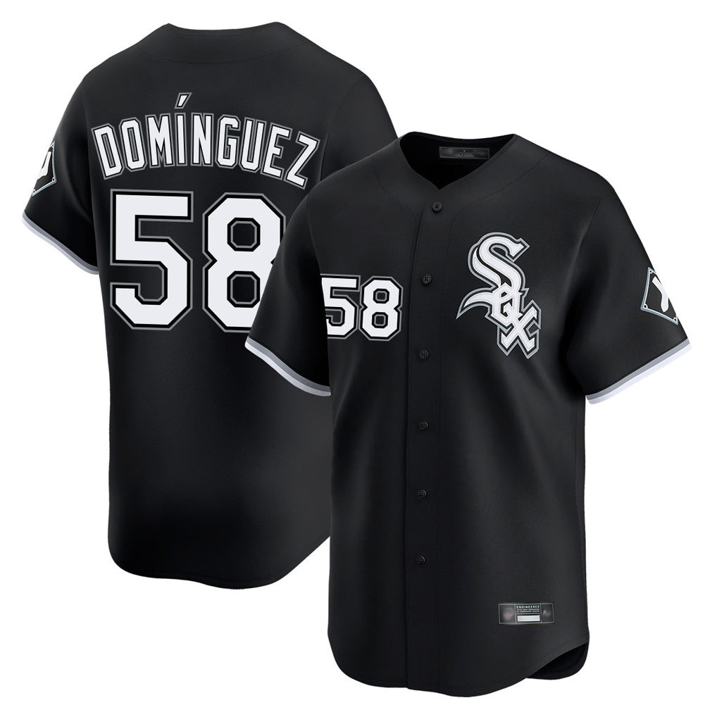 TRASK C.White Sox #58 Seranthony Dom¨ªnguez Player Black Limited Home Stitched Jerseys