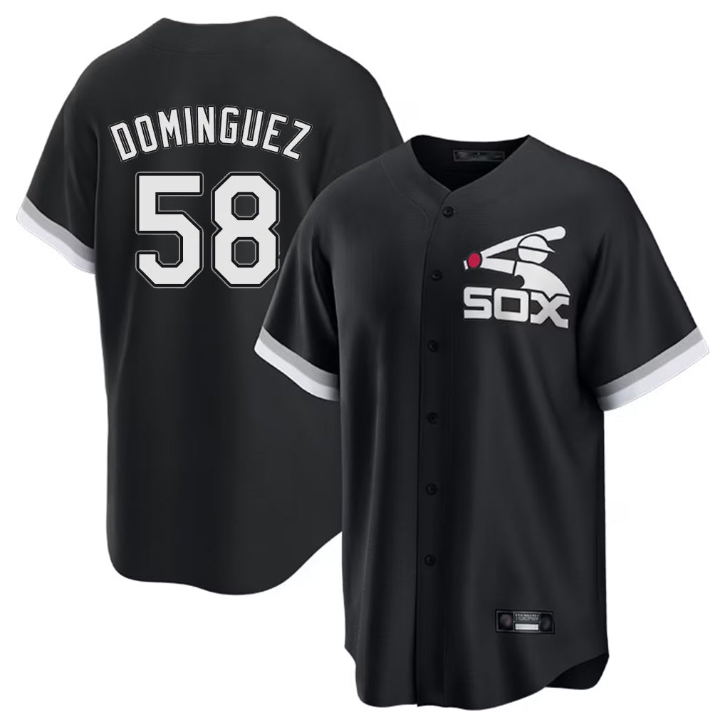 TRASK C.White Sox #58 Seranthony Dom¨ªnguez Player Black Spring Training Game Stitched Jerseys