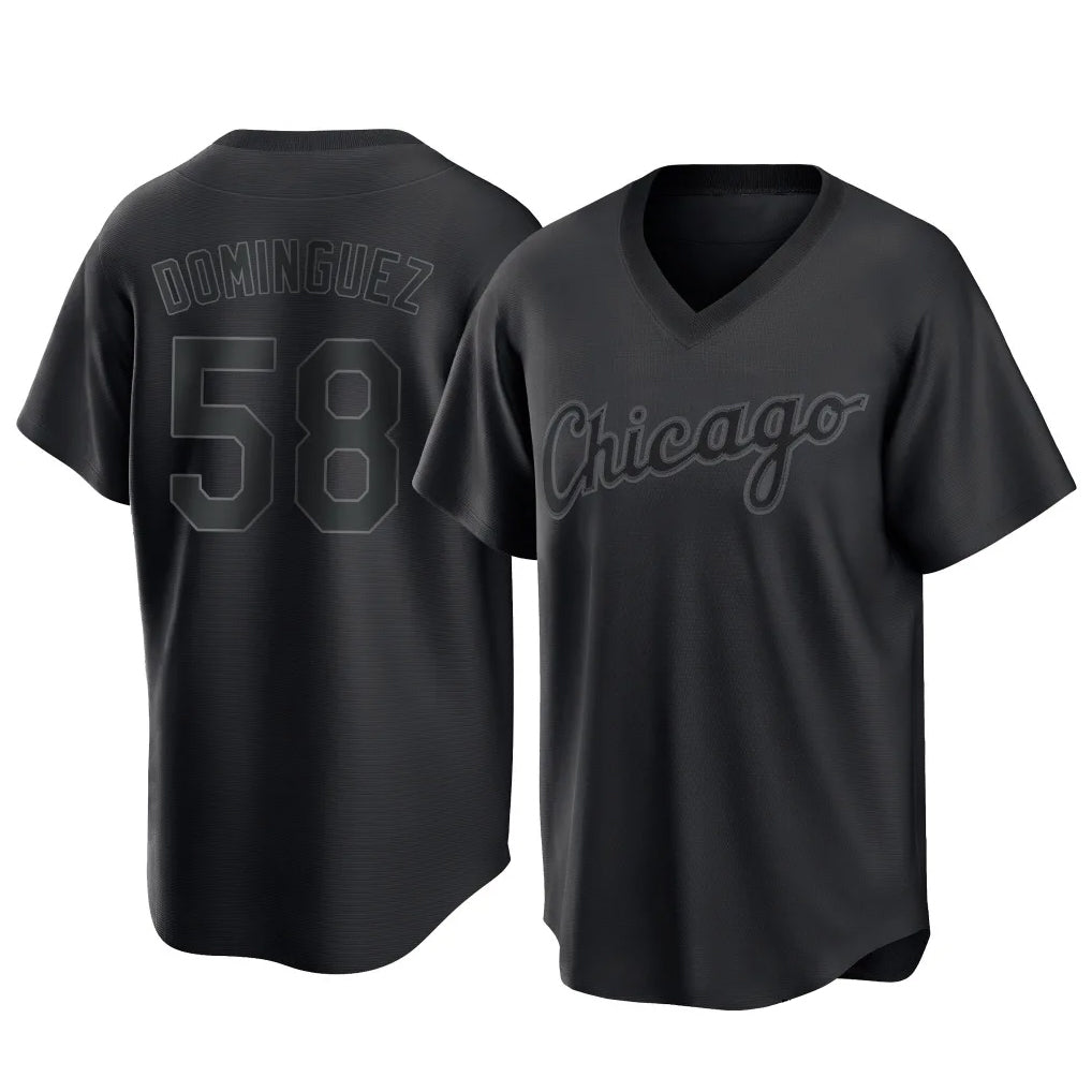 TRASK C.White Sox #58 Seranthony Dom¨ªnguez Player Black T-shirt Home Game Stitched Jerseys