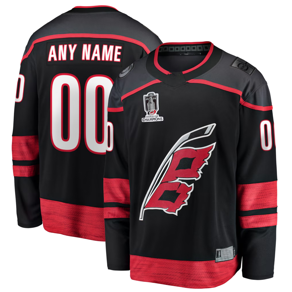 TRASK Custom C.Hurricanes Black 2026 Stanley Cup Champions Home Breakaway Custom Stitched Jerseys