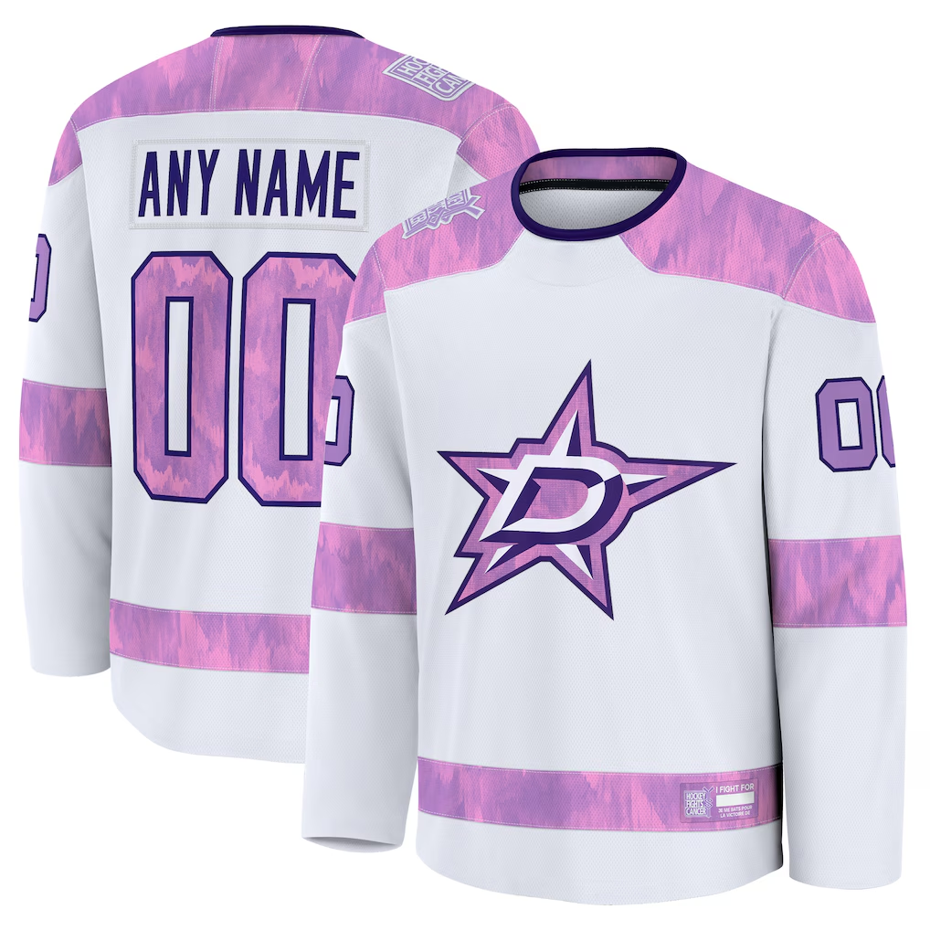 TRASK Custom D.Stars White 2024 Hockey Fights Cancer Practice Jerseys