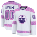 TRASK Custom E.Oilers White 2024 Hockey Fights Cancer Practice Jerseys