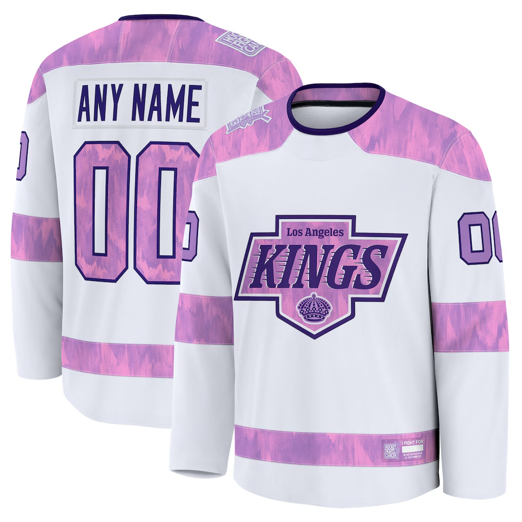 TRASK Custom LA.Kings White 2024 Hockey Fights Cancer Practice Jerseys