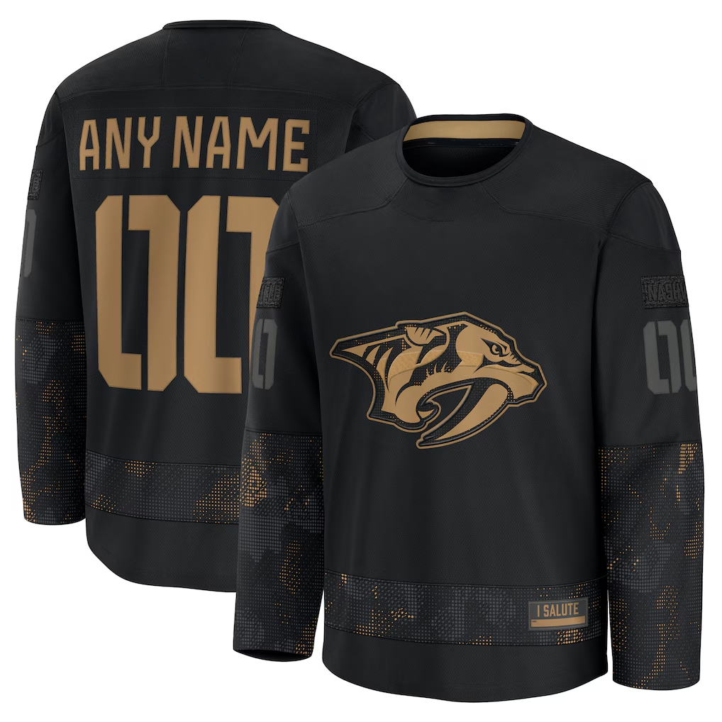 TRASK Custom N.Predators Black 2024 Military Appreciation Practice Jerseys