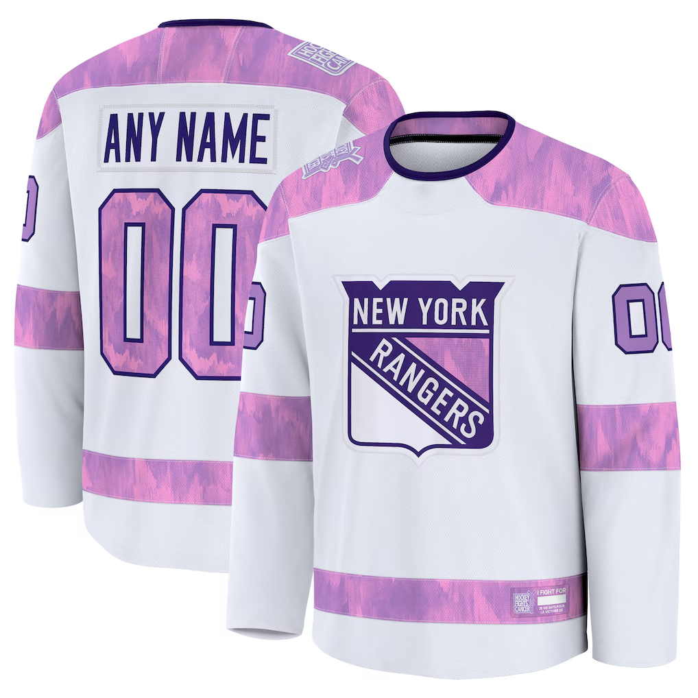TRASK Custom NY.Rangers White 2024 Hockey Fights Cancer Practice Jerseys