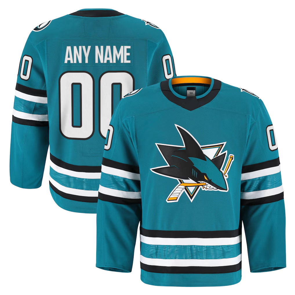 TRASK Custom SJ.Sharks Teal Home Authentic Pro Jerseys