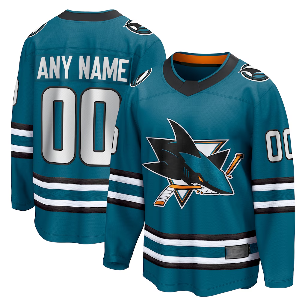 TRASK Custom SJ.Sharks Teal Home Breakaway Jerseys