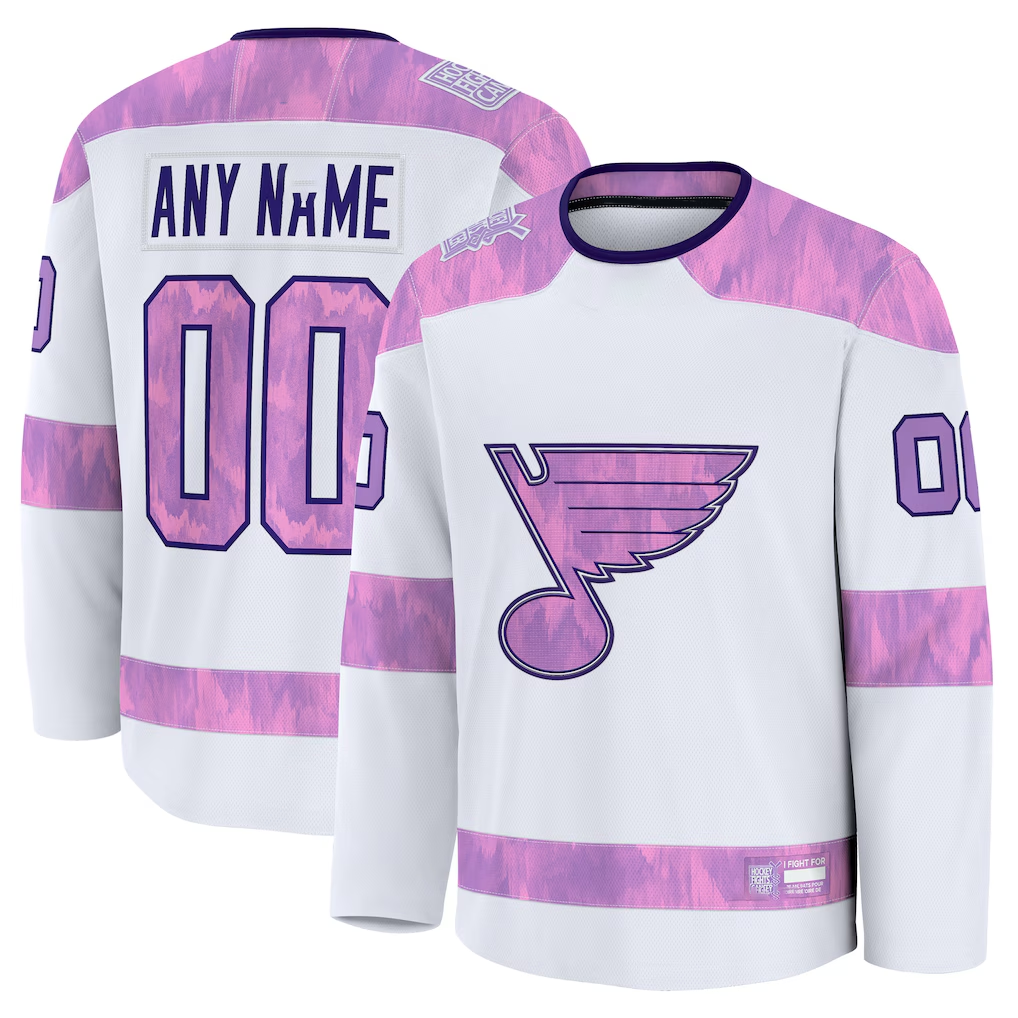 TRASK Custom SL.Blues White 2024 Hockey Fights Cancer Practice Jerseys