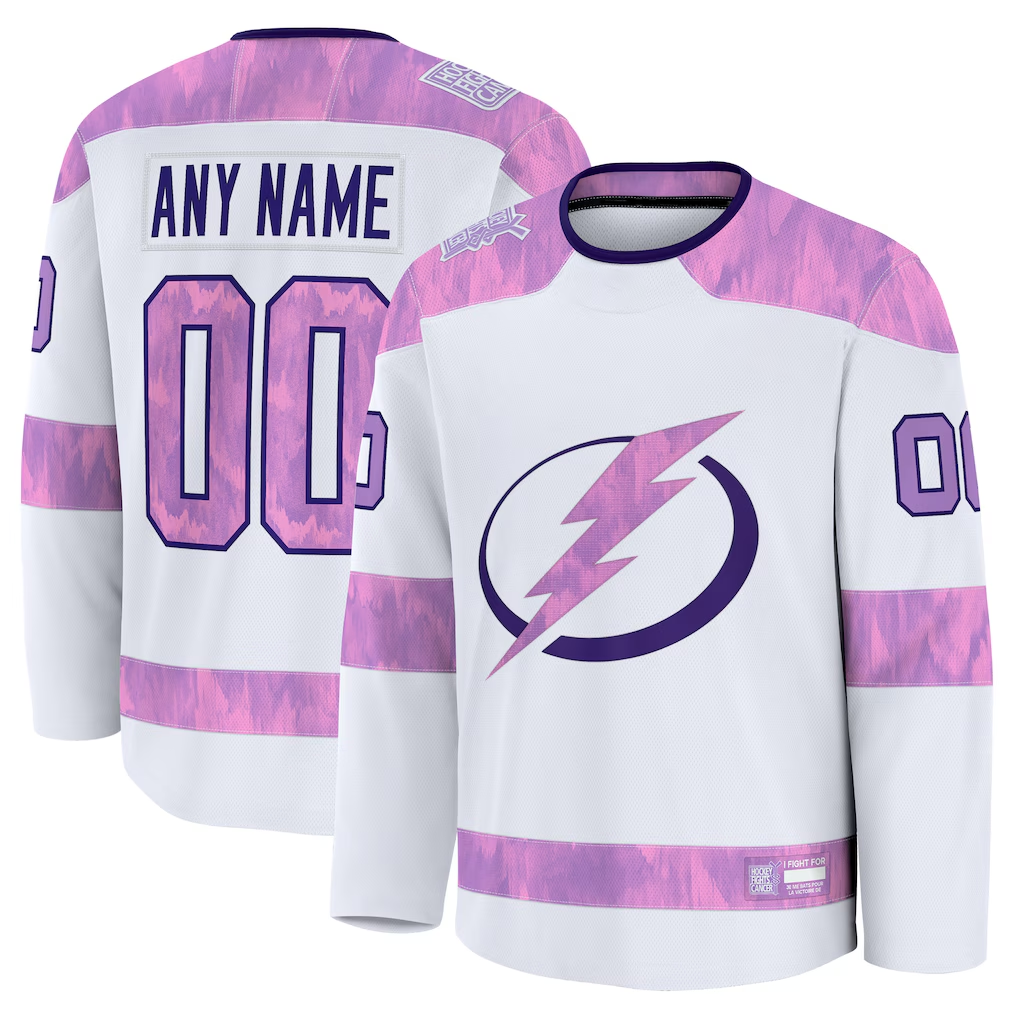 TRASK Custom TB.Lightning White 2024 Hockey Fights Cancer Practice Jerseys