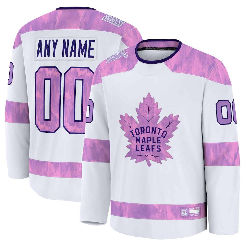 TRASK Custom TM.Leafs White 2024 Hockey Fights Cancer Practice Jerseys