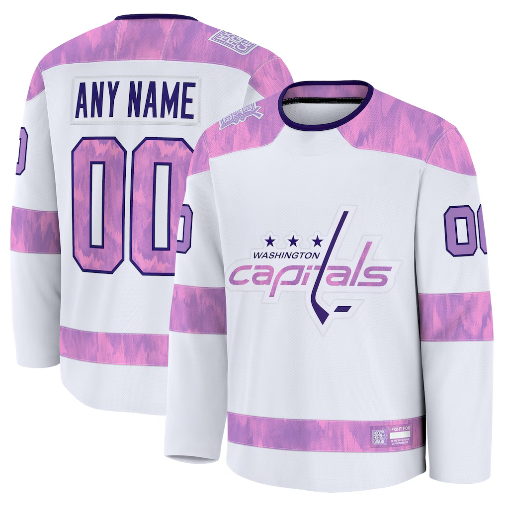 TRASK Custom W.Capitals White 2024 Hockey Fights Cancer Practice Jerseys