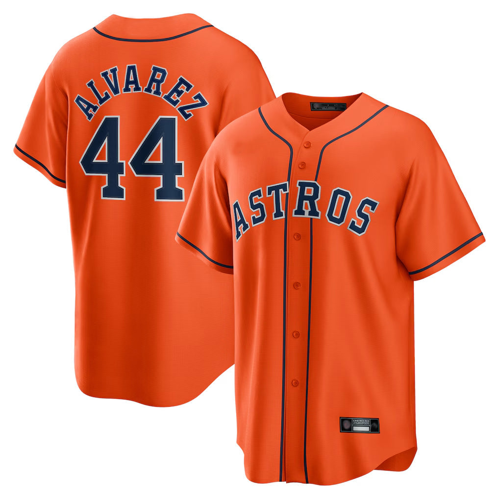 TRASK H.Astros #44 Yordan Alvarez Player Orange Home Game Stitched Jerseys