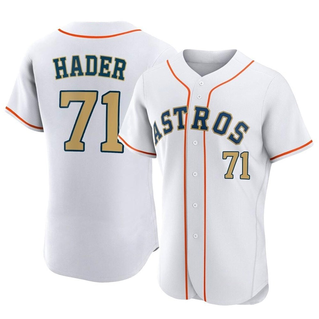 TRASK H.Astros #71 Josh Hader Player Gold Collection Limited Elite Home Stitched Jerseys