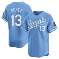 TRASK KC.Royals #13 Salvador Perez Player Light Blue Alt Limited Home Stitched Jerseys