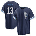 TRASK KC.Royals #13 Salvador Perez Player Navy City Connect Home Game Stitched Jerseys