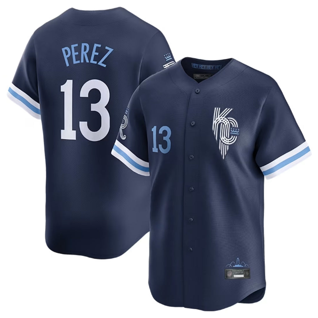 TRASK KC.Royals #13 Salvador Perez Player Navy City Connect Limited Home Stitched Jerseys