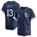 TRASK KC.Royals #13 Salvador Perez Player Navy City Connect Limited Home Stitched Jerseys
